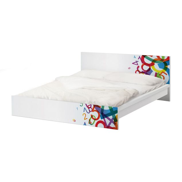Möbelfolie für IKEA Malm Bett niedrig 160x200cm - Klebefolie Colourful Numbers