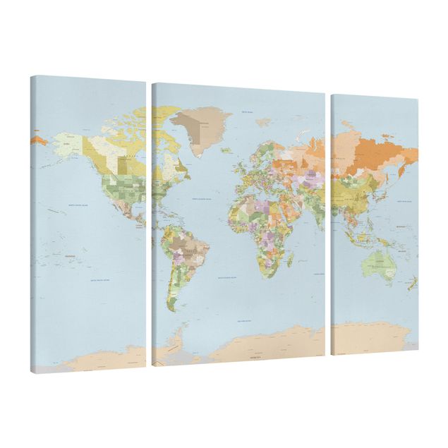 Leinwandbild Weltkarte Politische Weltkarte