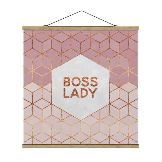 Wandbilder Sprüche Boss Lady Sechsecke Rosa