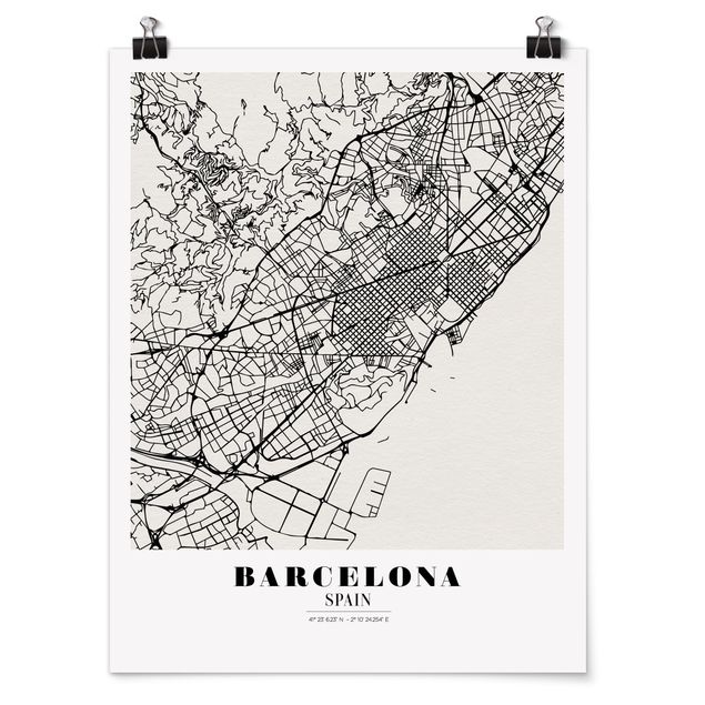 Poster mit Spruch Stadtplan Barcelona - Klassik