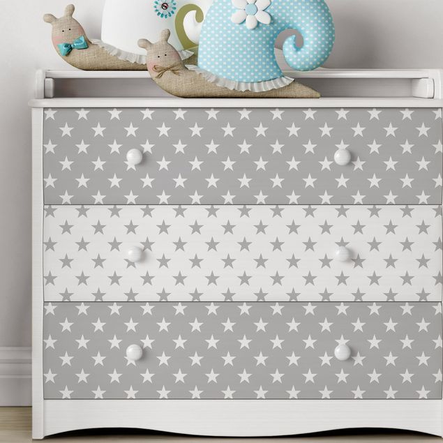 Wanddeko Küche Sterne Musterset in grau und weiß