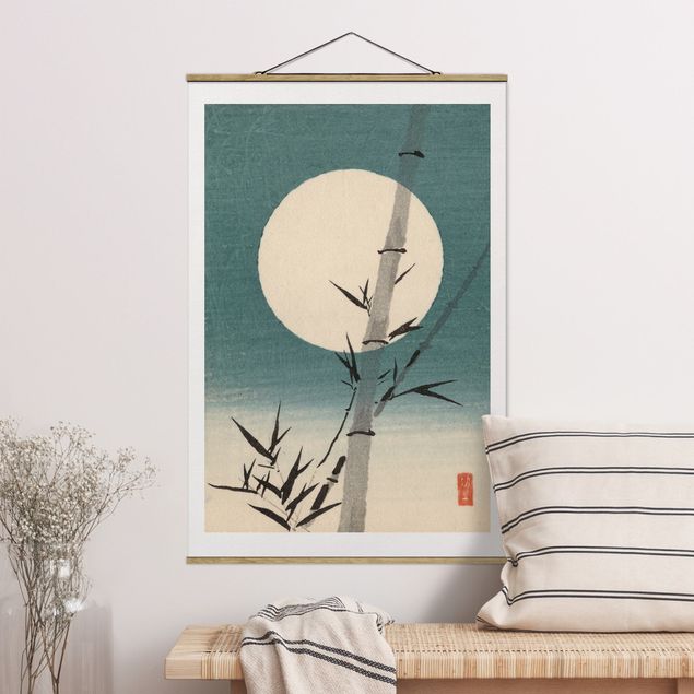 Küchen Deko Japanische Zeichnung Bambus und Mond