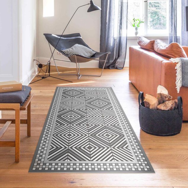 Küche Dekoration Geometrische Fliesen Strudel Grau mit schmalem Mosaikrahmen