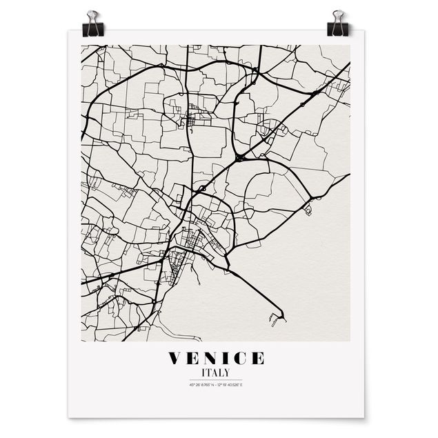 Poster mit Sprüchen Stadtplan Venice - Klassik