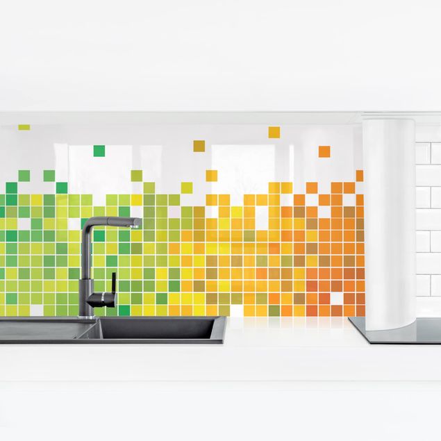 Küchenrückwand selbstklebend Pixel-Regenbogen
