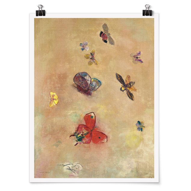 Kunstdrucke Poster Odilon Redon - Bunte Schmetterlinge