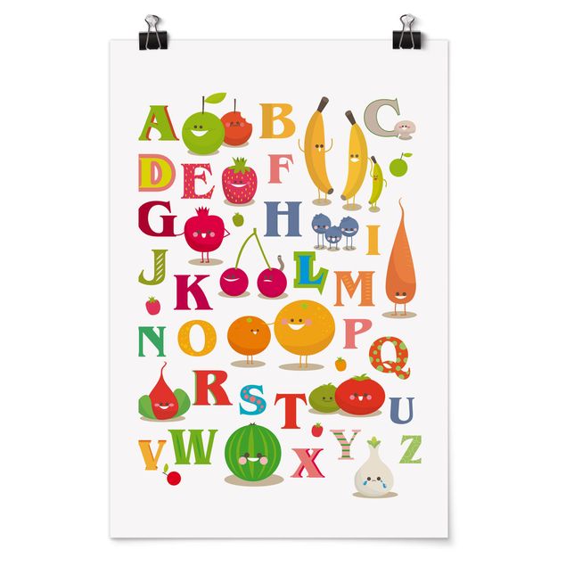 Poster mit Sprüchen No.EK120 Lustiges Obst & Gemüse Alphabet