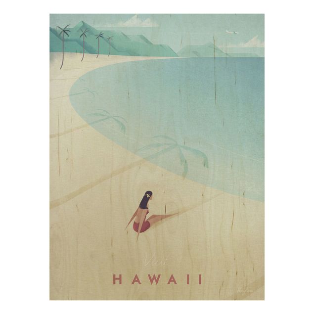 Holzbilder Landschaften Reiseposter - Hawaii