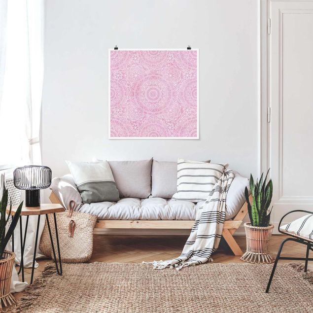 Poster Kunstdruck Muster Mandala Rosa