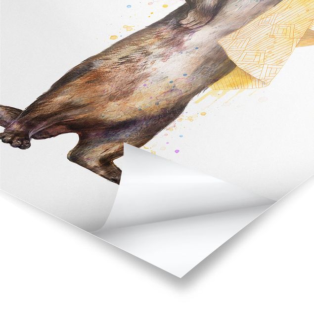 Bilder Illustration Otter mit Handtuch Malerei Weiß