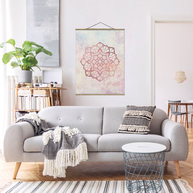 Wandbilder Muster Mandala Illustration Blüte rose pastell