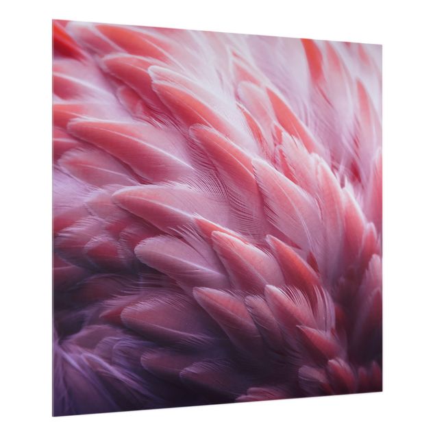 Küchenspiegel Glas Flamingofedern Close-up