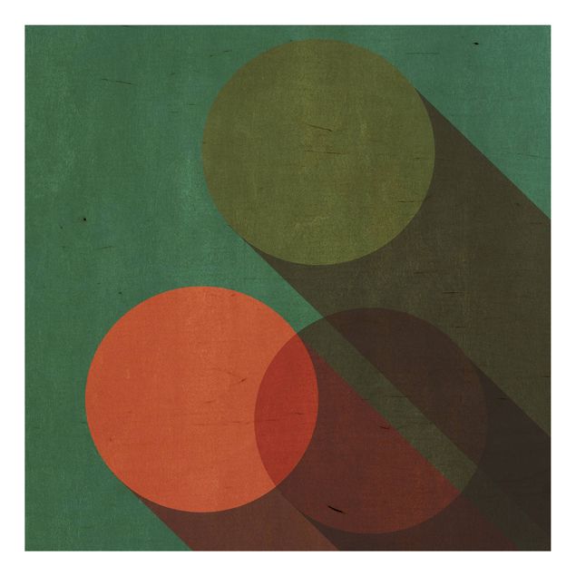 Kubistika Bilder Abstrakte Formen - Kreise in Grün und Rot