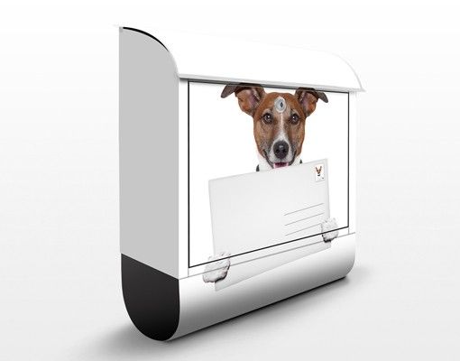 Briefkasten Tier Hund mit Brief
