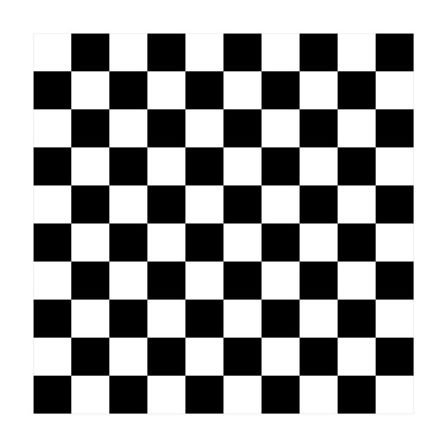 Geometrisches Muster Schachbrett Schwarz Weiß Vinyl Teppich