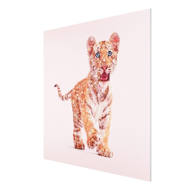 Wandbilder Kunstdrucke Tiger mit Glitzer