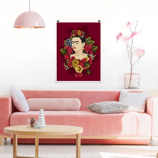 Wandbilder Schmetterlinge Frida Kahlo - Rosen
