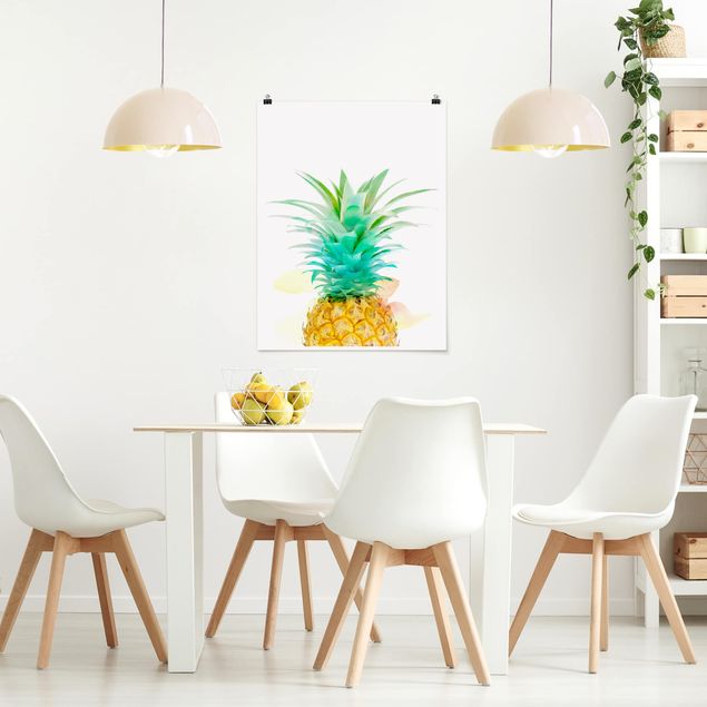 Wandbilder Modern Ananas Aquarell