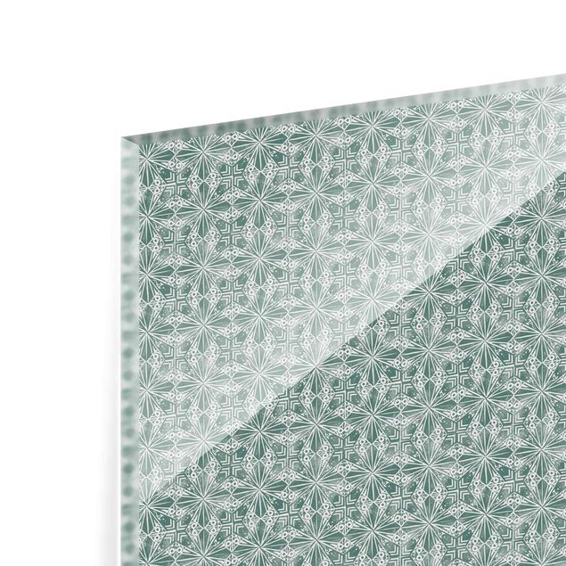 Spritzschutz Glas - Vintage Muster Geometrische Fliesen - Quadrat 1:1