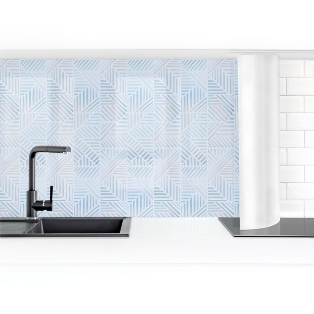 Küchenrückwand Folie selbstklebend Linienmuster Verlauf in Blau II