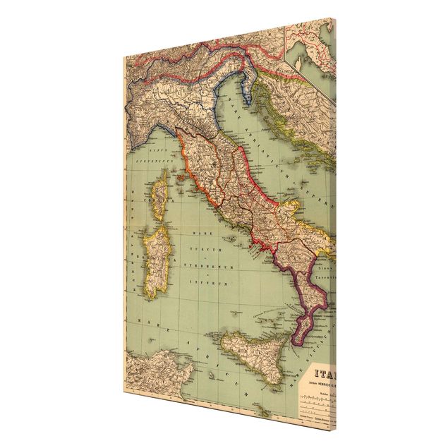 Magnettafel - Vintage Landkarte Italien - Hochformat 2:3