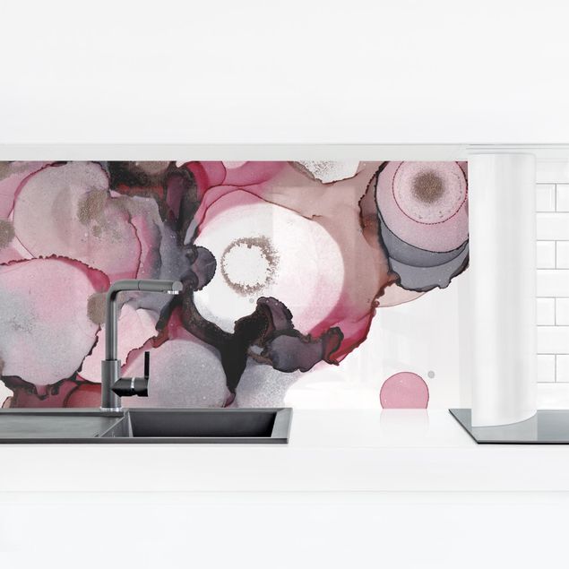 Küchenrückwand Folie Pink-Beige Tropfen mit Roségold