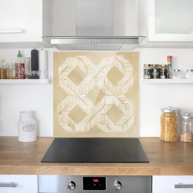 Glasrückwand Küche Muster Sandfarbene moderne Geometrie II