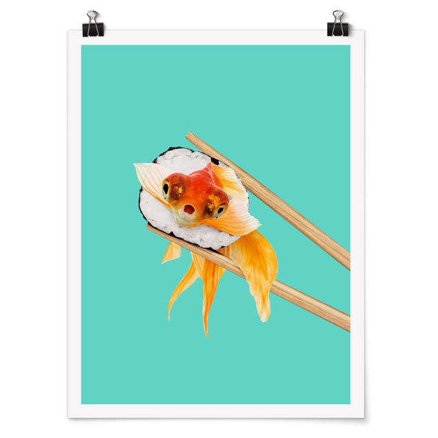 Tiere Poster Sushi mit Goldfisch