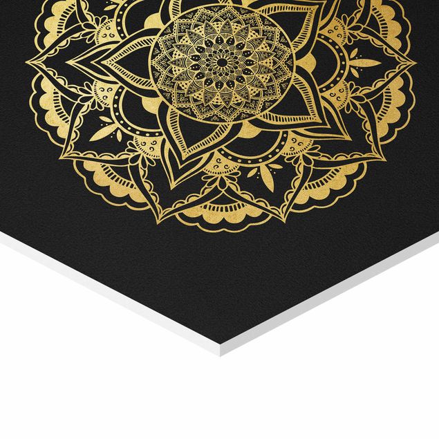 Bilder Mandala Blüte Sonne Illustration Set Schwarz Gold