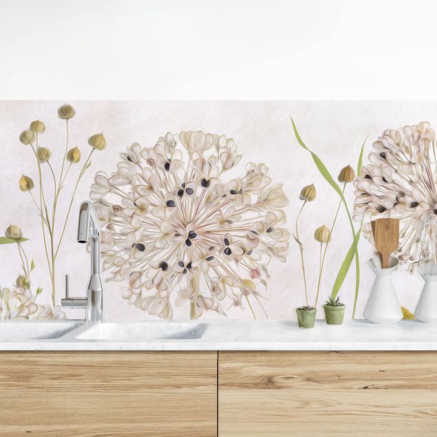 Küche Dekoration Allium und Helenium Illustration