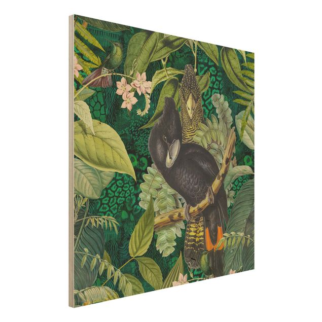Küchen Deko Bunte Collage - Kakadus im Dschungel