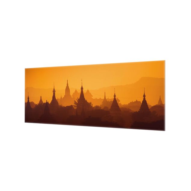 Spritzschutz Glas - Tempelstadt in Myanmar - Panorama - 5:2