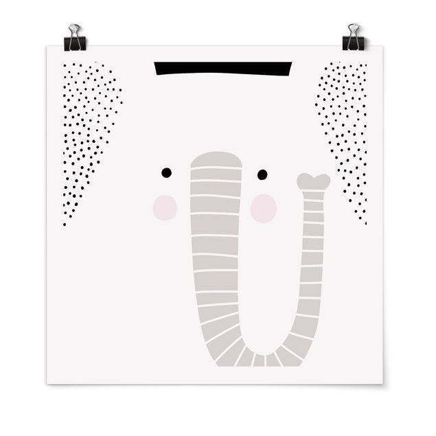 schwarz-weiß Poster Tierpark mit Mustern - Elefant