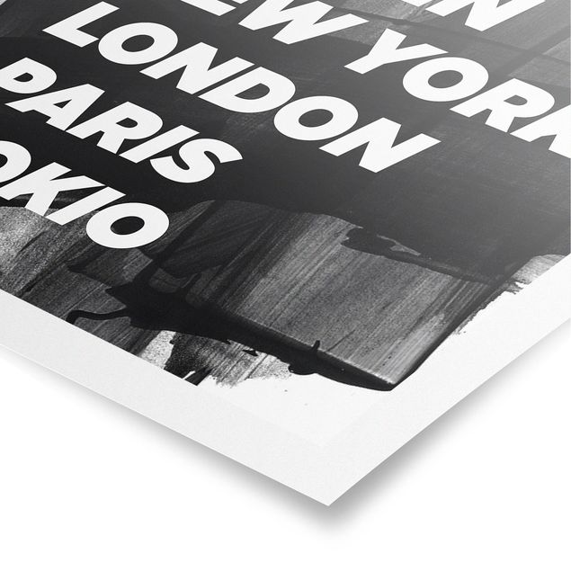 schwarz-weiß Poster Berlin New York London