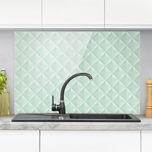 Küche Dekoration Geometrisches 3D Rauten Muster in Mint