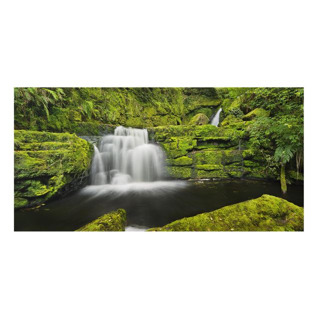 Spritzschutz Glas - Lower McLean Falls in Neuseeland - Querformat - 2:1