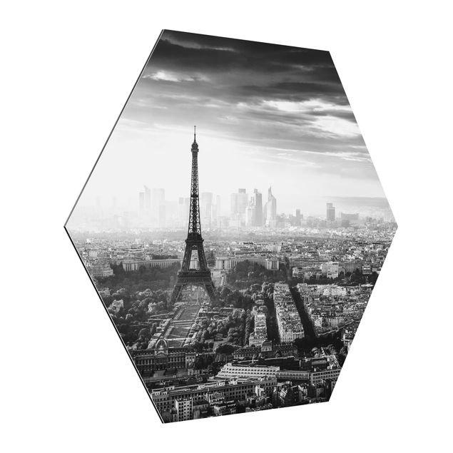 Wandbilder Modern Der Eiffelturm von Oben Schwarz-weiß