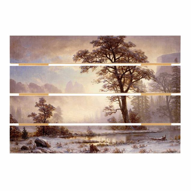 Holzbild Natur Albert Bierstadt - Yosemite Valley bei Schneefall