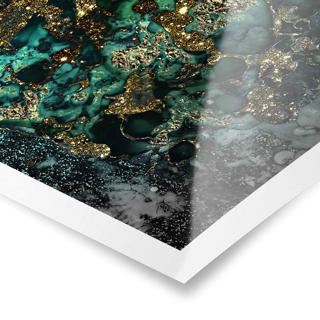 abstrakte Kunst Poster Goldene Meeres-Inseln Abstrakt