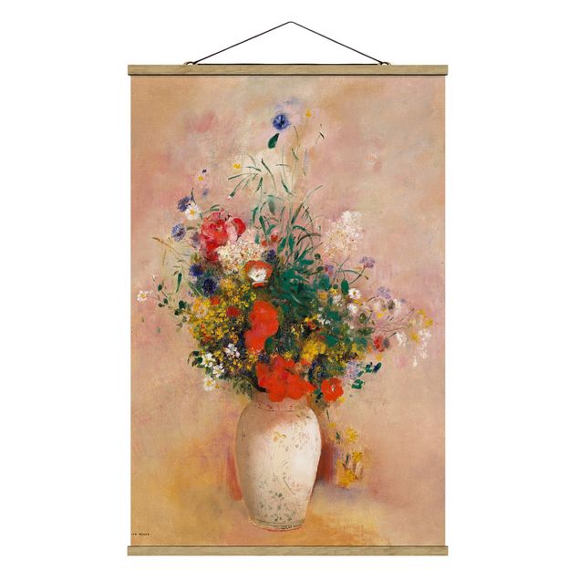 Wandbilder Floral Odilon Redon - Vase mit Blumen (rosenfarbener Hintergrund)