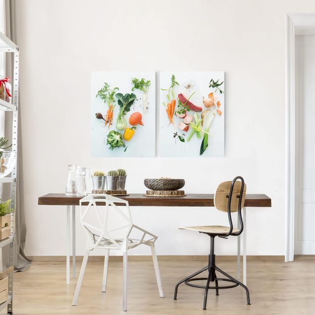 Wandbilder Floral Gemüse und Rinder-Bouillon