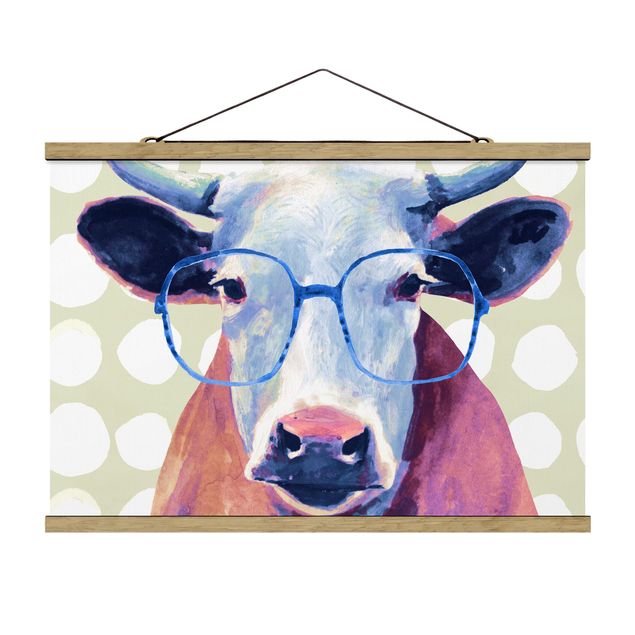 Wandbilder Lila Bebrillte Tiere - Kuh