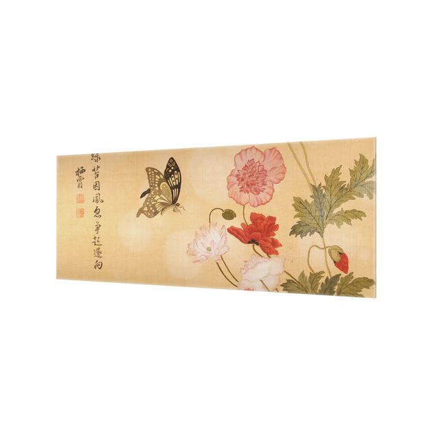 Kunstdrucke Yuanyu Ma - Mohnblumen und Schmetterlinge