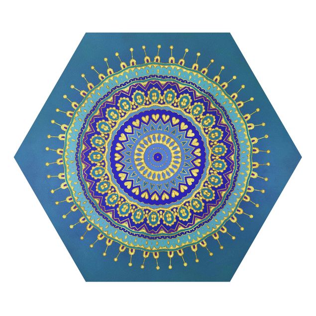 Foto auf Hartschaumplatte Mandala Blau Gold