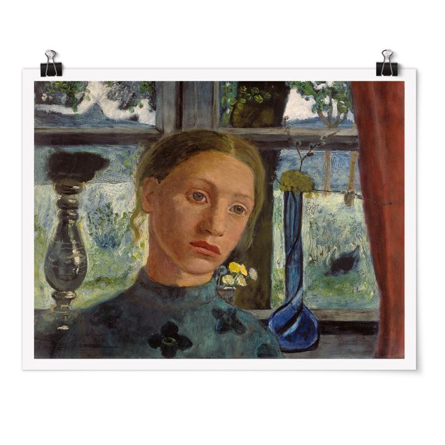 Poster Kunstdruck Paula Modersohn-Becker - Mädchenkopf vor Fenster