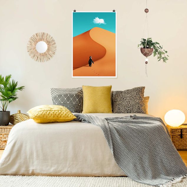 Kunstdrucke Poster Wüste mit Pinguin