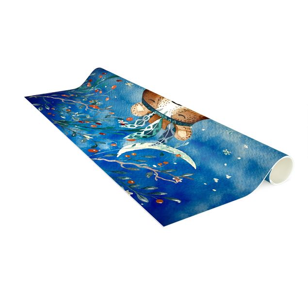 Moderner Teppich Aquarell Bär im Mondschein