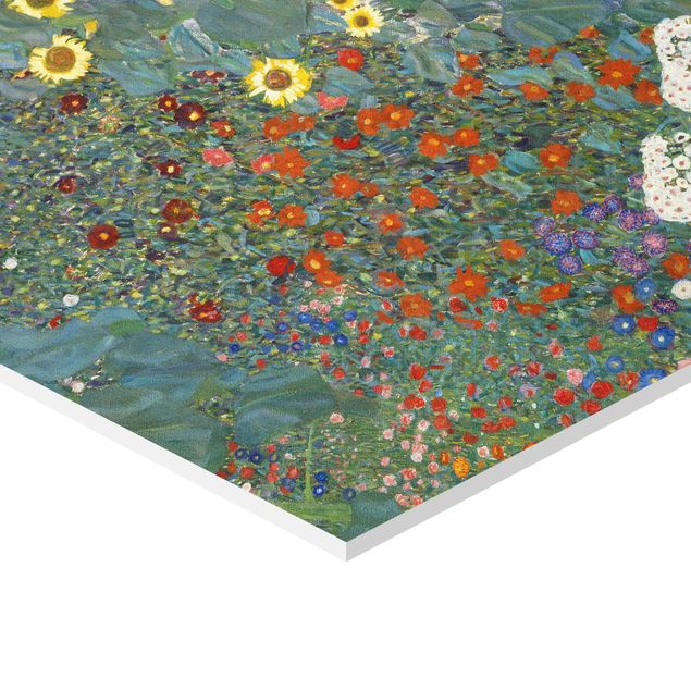 Foto auf Hartschaumplatte Gustav Klimt - Garten Sonnenblumen