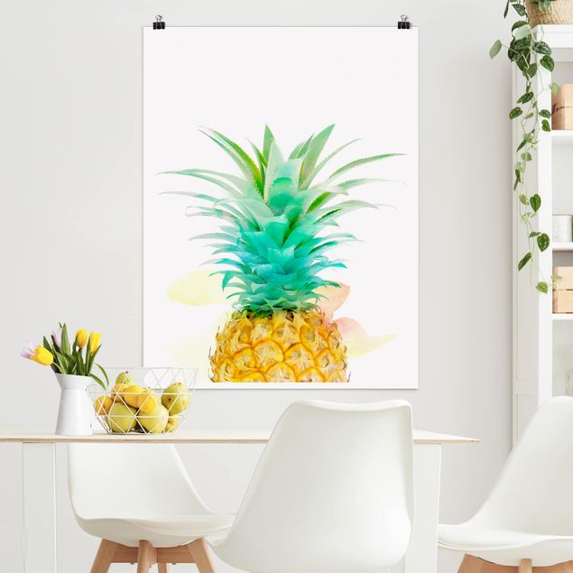 Wanddeko Küche Ananas Aquarell