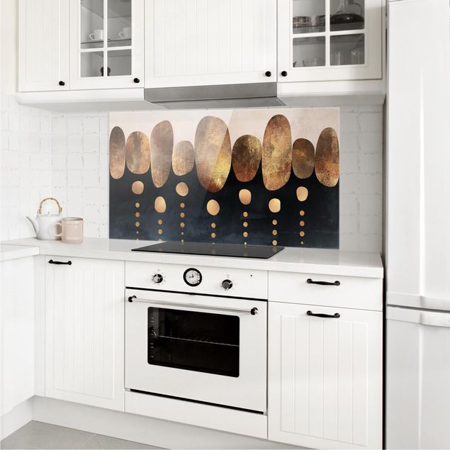 Glasrückwand Küche Muster Abstrakte goldene Steine